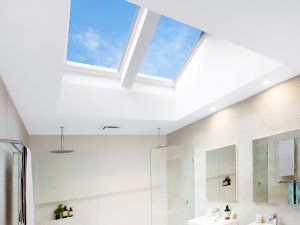 skylights in bathroom with round shower head in perth